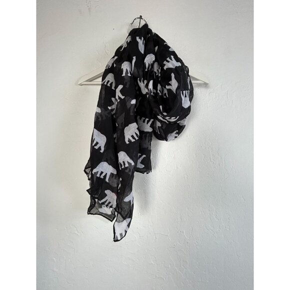 Norway Accessories - Women's Polar Bear Print Black & White Scarf Shawl Lightweight Wrap Animal Them